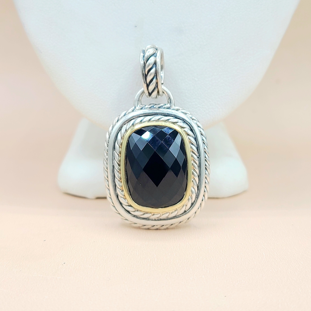 David Yurman Large Albion Black Onyx Gold Pendant Enhancer
